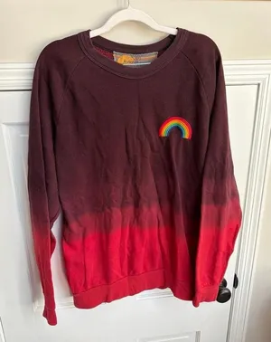 Aviator Nation Dip Dye Red Ombre Fade Rainbow Crewneck Sweatshirt women's xxl thumbnail 1