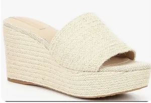Copper Key Woven Espadrille Wedge Platform Slide Sandals Women 8 Cream Hamptons‎ thumbnail 1