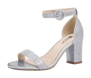 IDIFU Women's IN3 Amy Block Heel Dress Sandals Open‎ Toe Size 9 Silver Glitter thumbnail 1