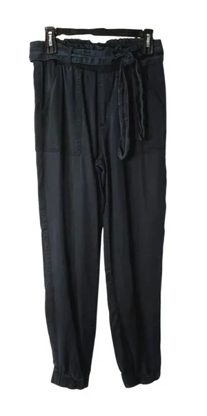 Abercrombie & Fitch Women’s S Navy Paperbag Jogger Pants Used Blue Lyocell thumbnail 1