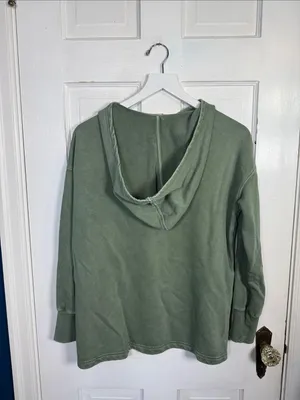 Daily Practice by Anthropologie Twist-Collar Hoodie in Sage Green W2487 Sz XS thumbnail 9