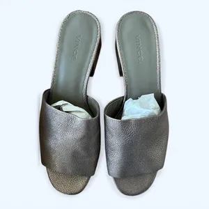 Vince Karissa Metallic Leather Slide Block Heel Sandals Size 8 Quiet Luxury Y2K thumbnail 2