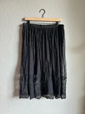 Forever 21 Contemporary Black Intricate Lace Midi Skirt thumbnail 1