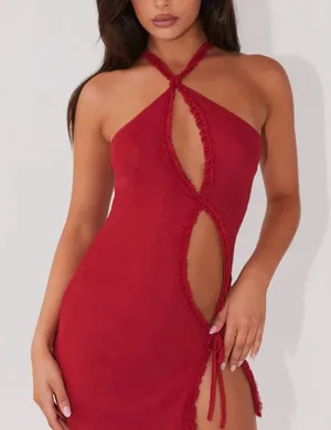 Peppermayo Red Open Cut Mini Dress thumbnail 1