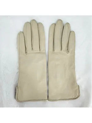 Vintage Beige Leather Gloves Preston & York Butter Soft Silk Lined Sz 6.5/Small thumbnail 3