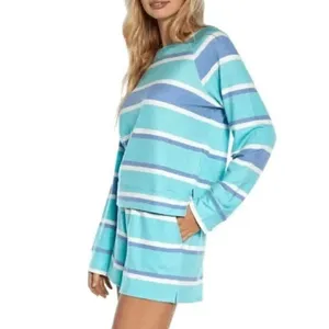 Wildfox Purple Aqua Striped Sleep Lounge Top Shorts 2 Piece Set Small NWT thumbnail 12