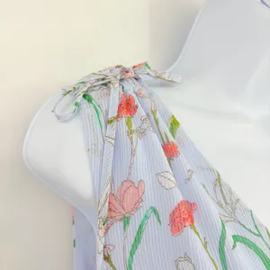 Banana Republic Pale Blue Hi Low Dress Sz 14 Coastal Boho Resort Floral Garden thumbnail 4