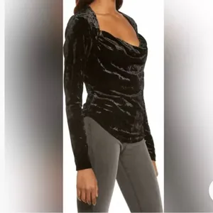 Free people Perfect Date black velvet draped‎ top sz S thumbnail 2