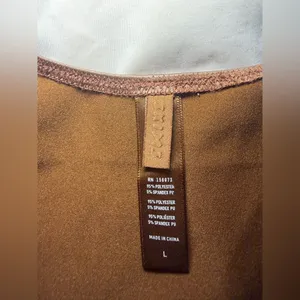 SKIMS Wet Jersey Tank Bodysuit Brown Faux Leather g string size large. thumbnail 6