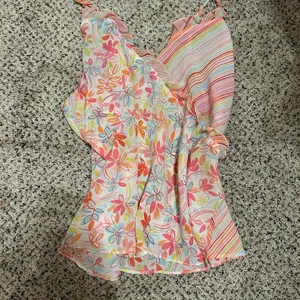 Floral Multicolor Women's Top Pink Size L thumbnail 1