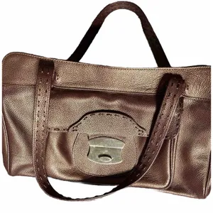 Ashneil Shimmer Brown Pebbled Leather Satchel Bag Silver Hardware Suede Lining‎ thumbnail 4