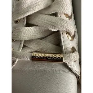 Jimmy Choo White Leather Low Top Gold Star Sneakers Shoes 35.5 5.5 thumbnail 5