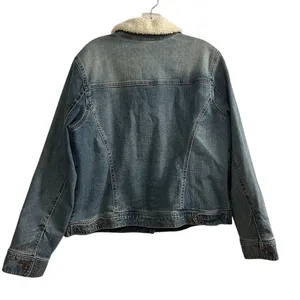Style & Co Women's Sherpa Lined Collar Denim Jacket Blue Size L Casual‎ thumbnail 10