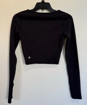 lululemon athletica Black Long-Sleeve Cropped Performance Top thumbnail 1