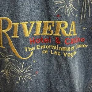 Vintage 90s Riviera Blue Denim jean Jacket with embroidery thumbnail 7