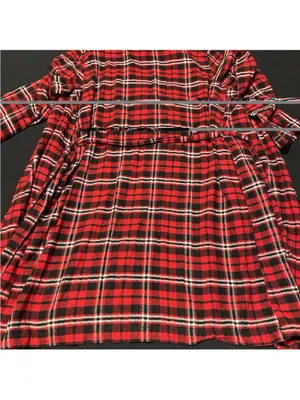 Lauren Ralph Lauren Womens Small Red Plaid Cozy Belted Pockets Robe Logo thumbnail 9