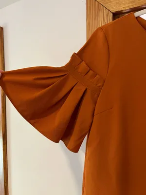 She and sky orange mini dress with ruffle sleeve thumbnail 2