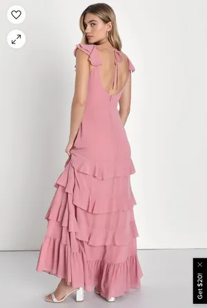 Lulus dusty Rose Ruffled Backless Tiered Dress thumbnail 2