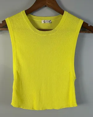 Free People Muscle Up Crop Tank Top In Lime Soda Yellow Size Small thumbnail 1