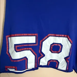 H&M Blue Sleeveless Crop Top with White and Red '58' Graphic thumbnail 3