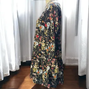 Altar'd State Floral Babydoll Mini Dress Black‎ V-Neck Bell Sleeve Small thumbnail 4