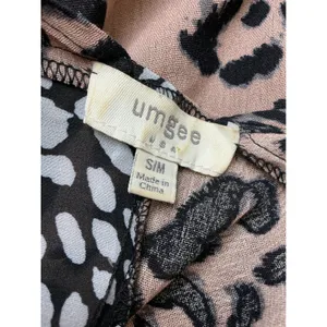 Umgee Womens‎ Leopard Patchwork Ruffle Kimono Wrap Brown Black SM thumbnail 13
