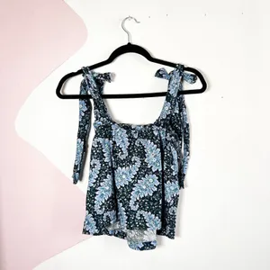 J. Crew Womens Blue Ruffle‎ Tie Shoulder Blouse Top Size Medium thumbnail 3