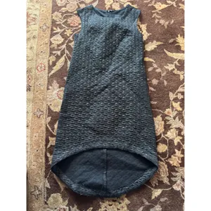 Black Quilted High Low Sleeveless Dress Geometric Textured Evening Gown thumbnail 2