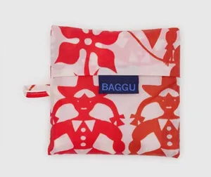 Standard Baggu Reusable Tote Bag in Red & White Cowgirl Print Folds to 5x5 NWT thumbnail 3