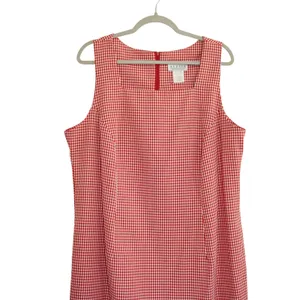 Vintage Women's Red Gingham Plaid Sleeveless Shift Dress Cottagecore Retro Shift thumbnail 2