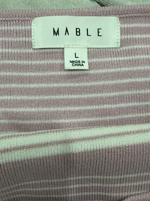 MARBLE Pink and Cream Striped Knit Dress with Cutout Front thumbnail 7