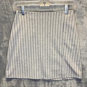 2131 | Altar'd State Pinstripe Stretch Mini Skirt Grey Women Size S thumbnail 1