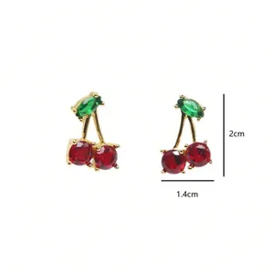 Cherry Gemstone Earrings Gold thumbnail 6