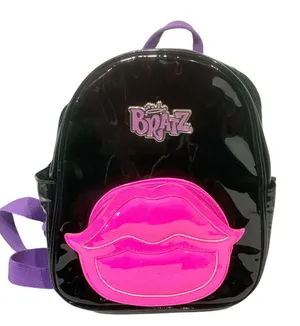 Bratz Mini Backpack Purse Black‎ Patent Pink Lips Y2K Baddie Bratcore thumbnail 1