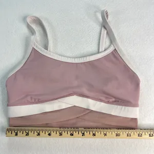 Fabletics Mauve Colorblock‎ Crossover Mesh Sports Bra Womens Small Yoga Running thumbnail 2