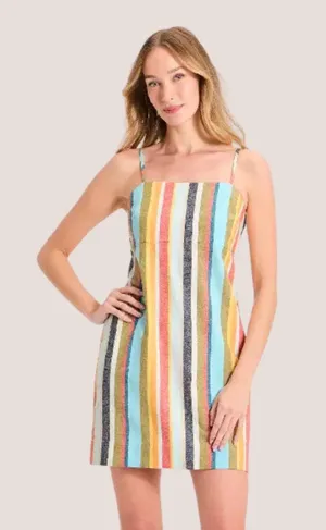 Striped Mini Slip Dress Multi Color thumbnail 1