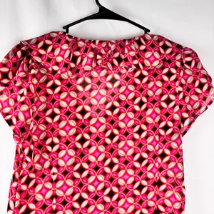 Banana Republic Ruffle Button Down Blouse XS Petite Geometric Print Semi-Sheer thumbnail 8