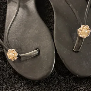 Elegant Black Sandals with Gold Accent 35 thumbnail 2