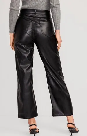 Old Navy High-Waisted Faux-Leather Cropped Wide-Leg Pants thumbnail 2