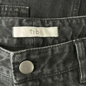 Tibi Size 29 Black Low Rise Denim Jean Midi Skirt with Front Slit thumbnail 8