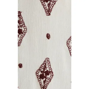 Free People Embroidered Diamond Top Mini Dress Cream Burgundy size S thumbnail 11