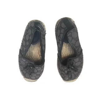 Coach Carson Espadrille Slip-On Flats Tassel Bow Black/Gray Women's thumbnail 2