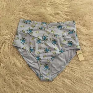 Aerie High Rise Full Coverage Crossover Bikini Bottom Eyelet Blue Medium thumbnail 3