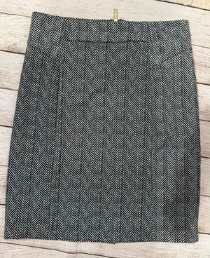 Michael Kors Herringbone Black & White Pencil Skirt Brass Zipper Size 4 thumbnail 1