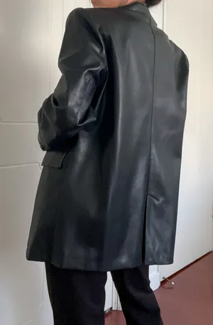 NA-KD Maxi Oversized PU Blazer thumbnail 7