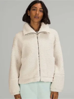 Lululemon Cinchable Fleece Zip Up Jacket in White Opal Size 4 thumbnail 2