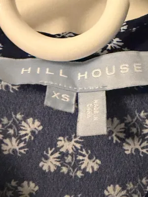 Hill House navy micro floral printed button up blouse size XS preppy classic thumbnail 7