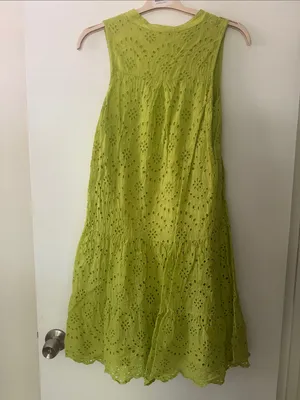 Sleeveless Eyelet Midi Dress in Lime Green thumbnail 6