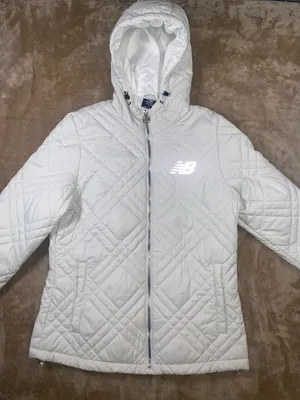 New Balance Women's White Quilted Hooded Puffer Jacket thumbnail 1