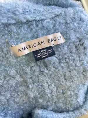 American Eagle Outfitters Cozy Boucle Cardigan in Light Blue Size Large thumbnail 3